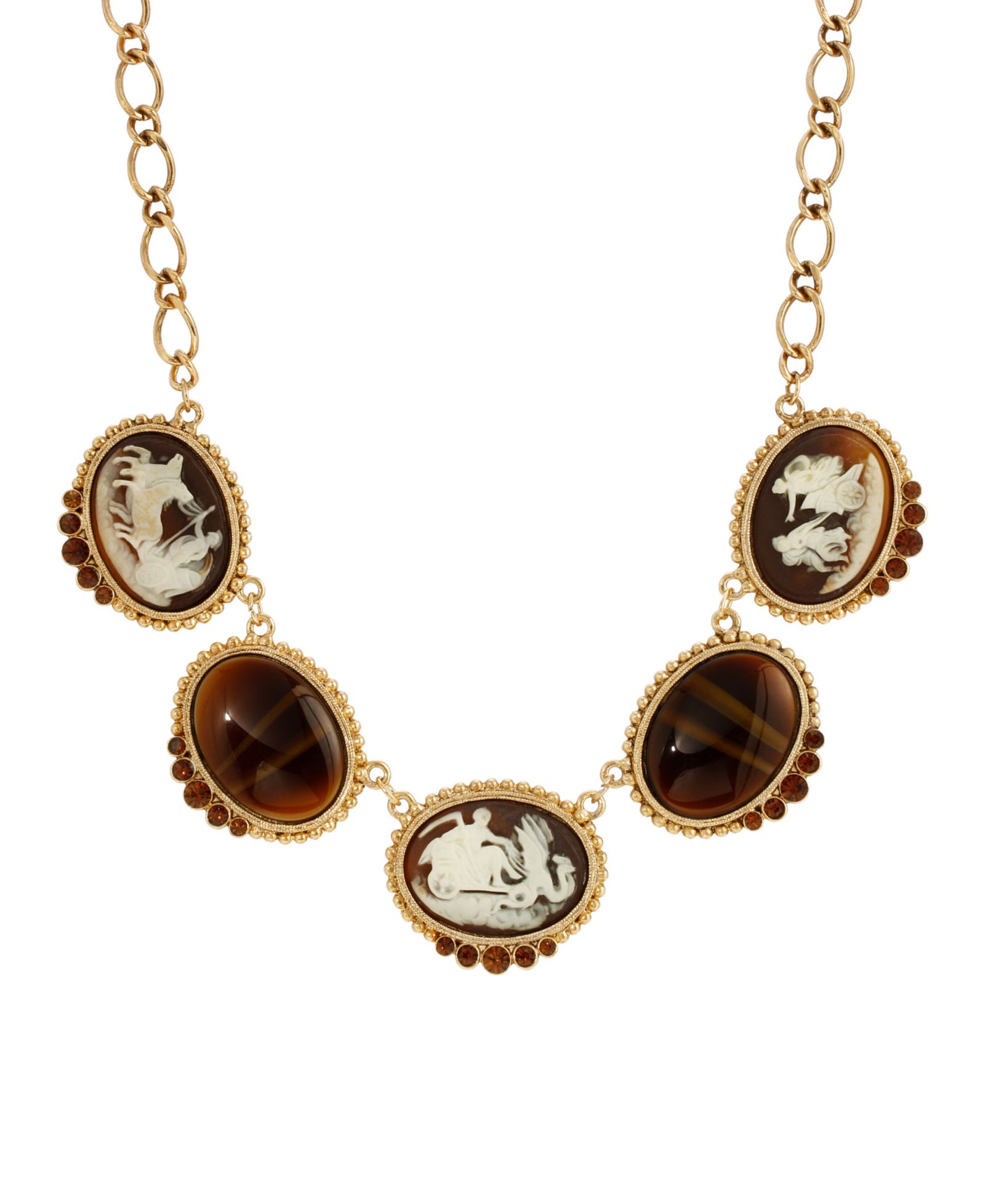 Подвеска-камея Oval Tiger Eye Adjustable Necklace 16" + 3"