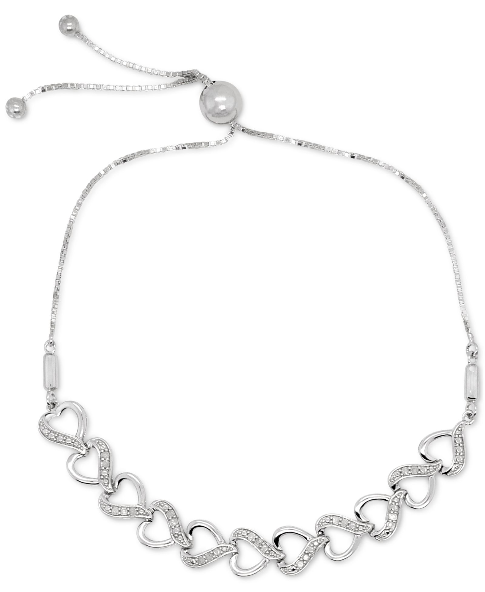 Браслет Diamond Heart Bolo в Sterling Silver