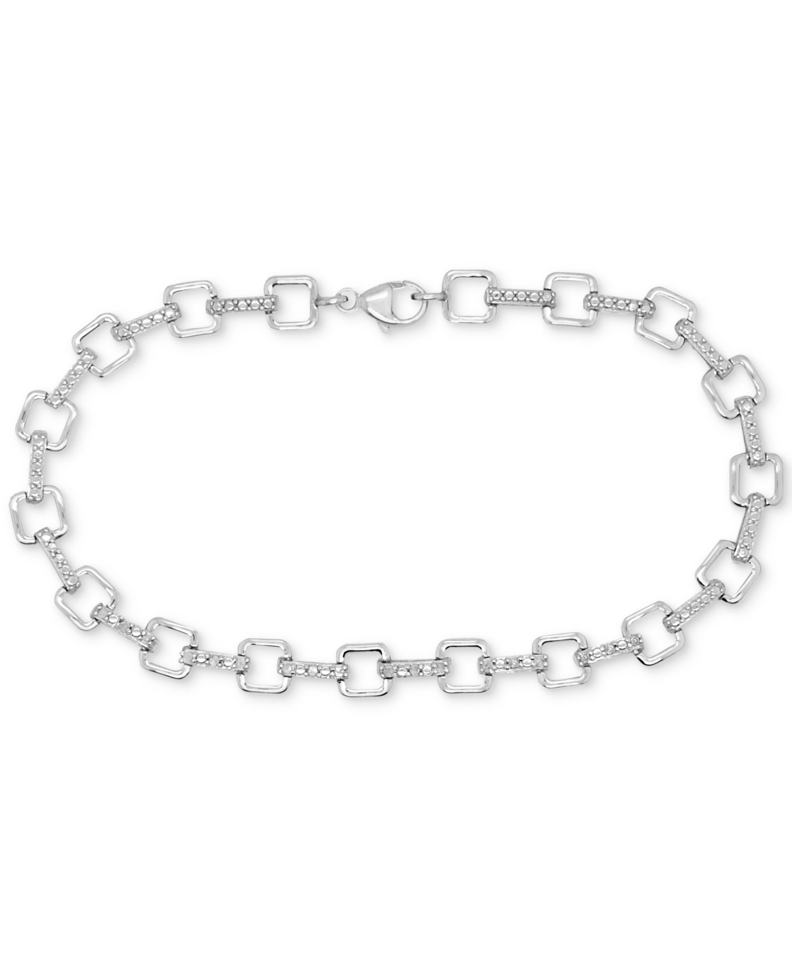 Браслет Diamond Square Link в Sterling Silver, 1/6 ct. t.w.