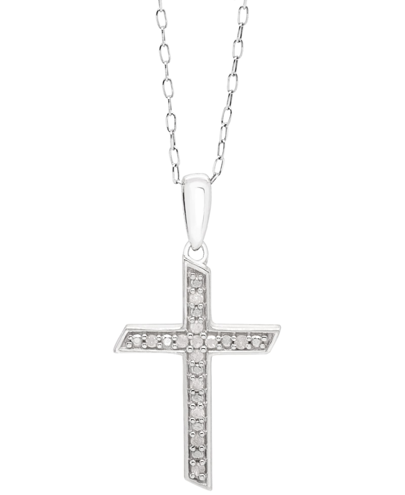 Подвеска Diamond Cross 18" в стерлинговом серебре (1/10 ct. t.w.)