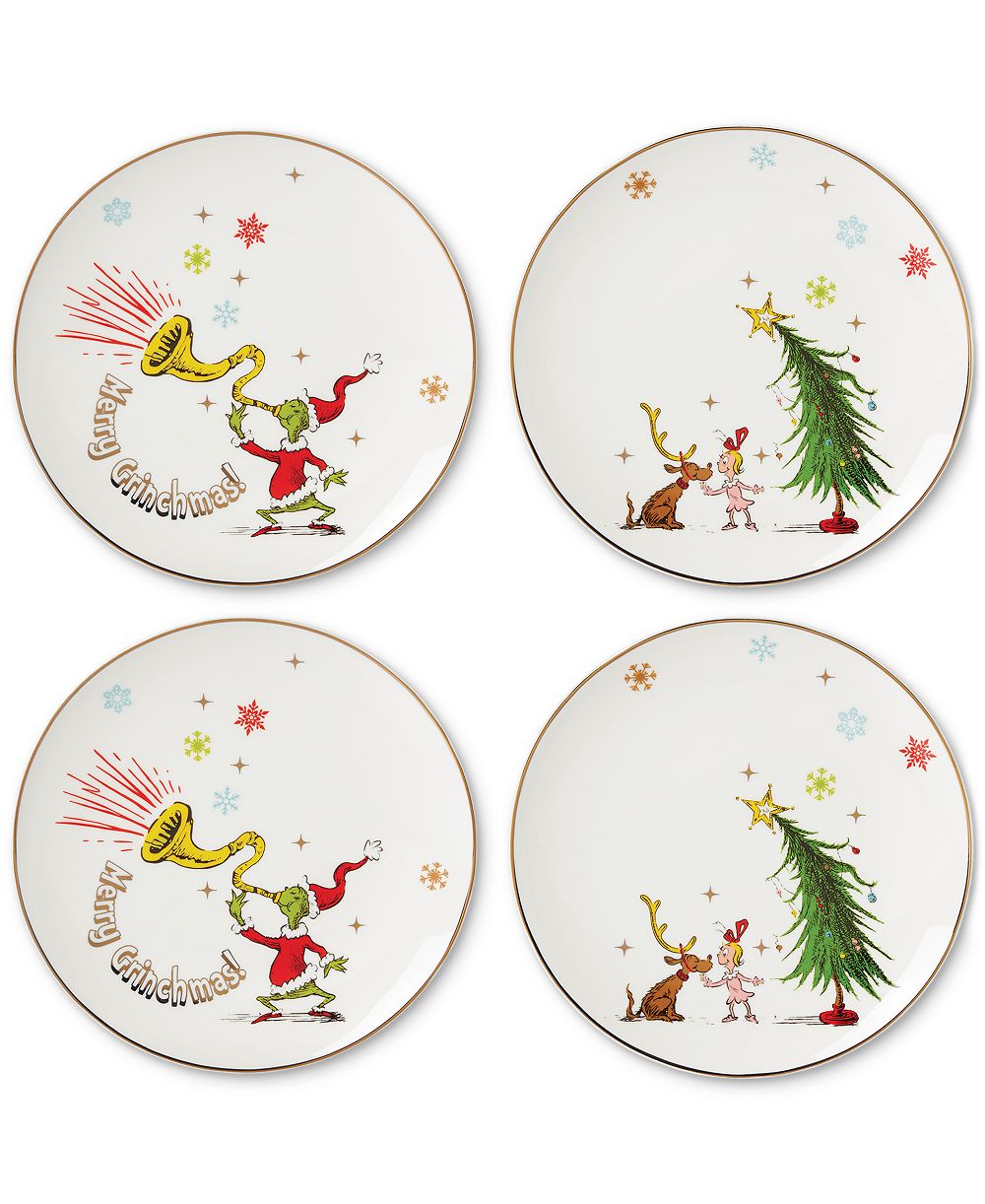 Декоративные тарелки Lenox Merry Grinchmas, набор 4 шт