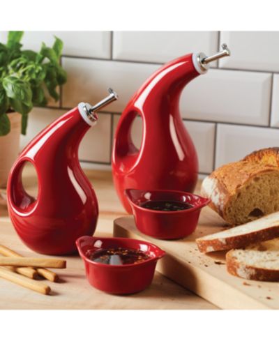 Rachael Ray Ceramics EVOO 4-Pc. Dispensing Bottle & Ramekin Dipper Set
