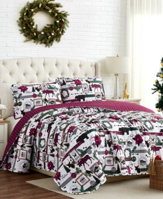 Комплект покрывал Southshore Fine Linens Merry Town Christmas Oversized Reversible 3-Pc., Full/Queen