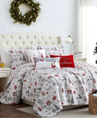 Southshore Fine Linens Holly Jolly Lane оверсайз реверсивный комплект из 6 предметов, King/California King