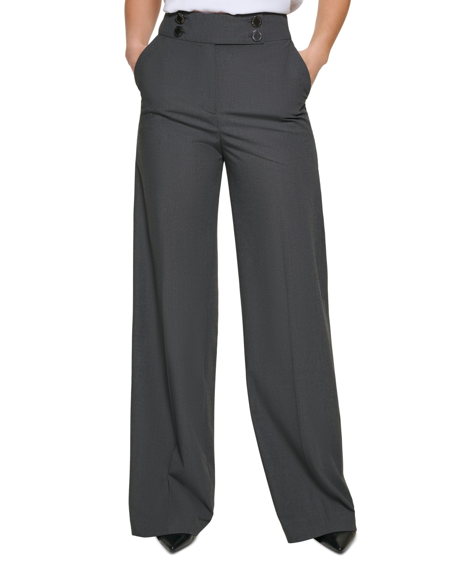 Calvin Klein Женские Whitney Button-Front Wide-Leg Pants