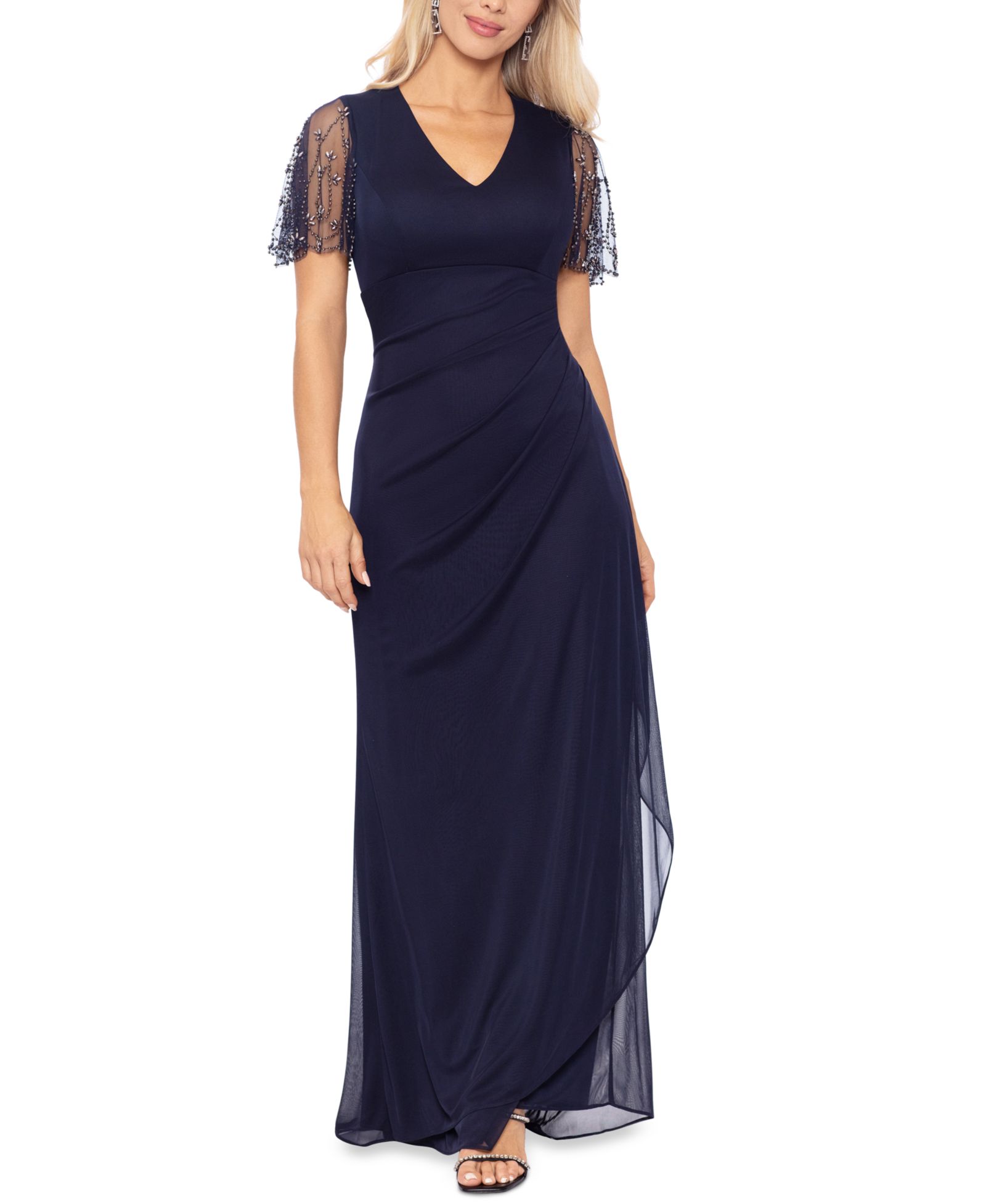 Женское вечернее платье XSCAPE Petite Embellished V-Neck Fit & Flare