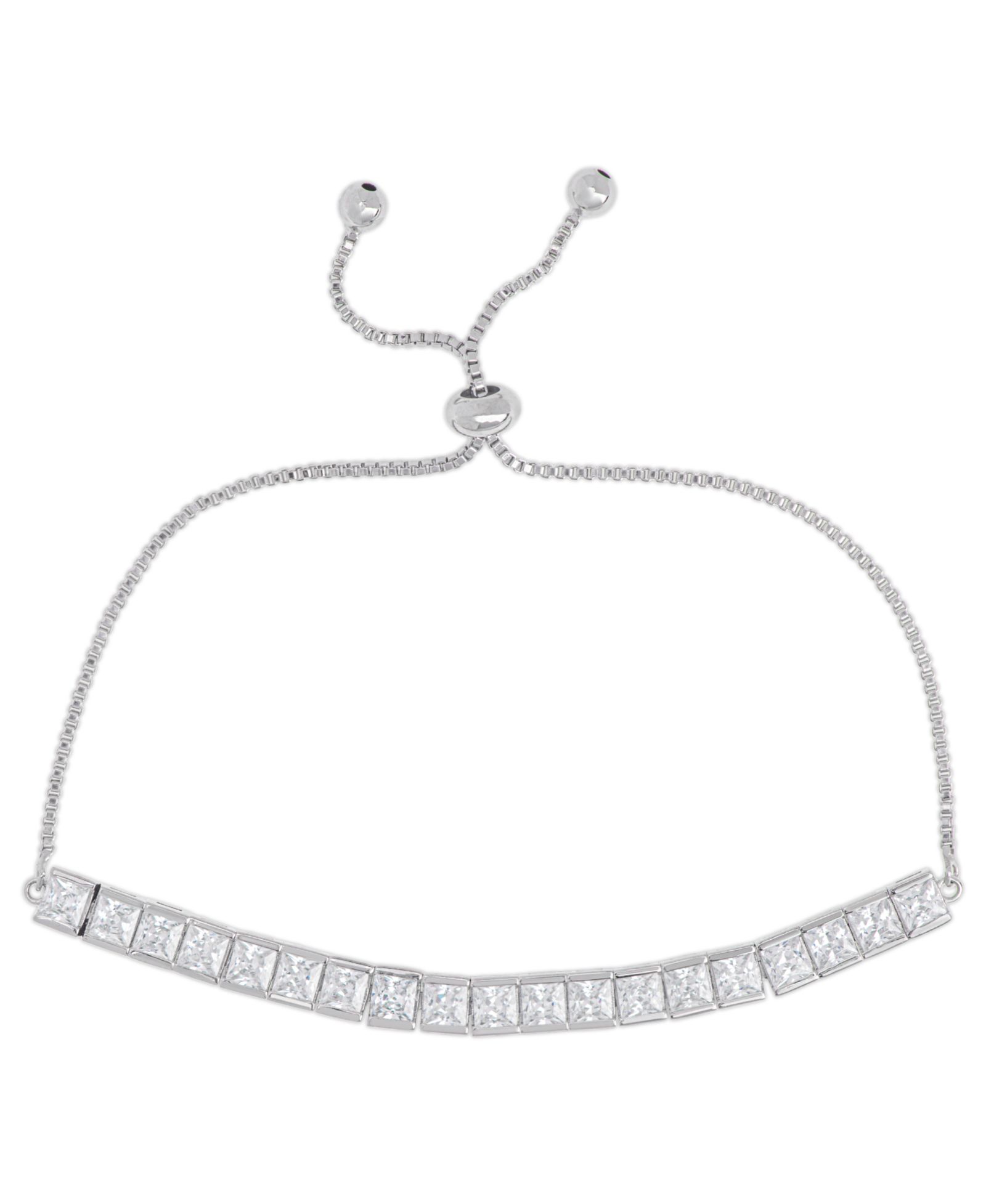 Women's Fine Silver Plated Square Cubic Zirconia Bracelet