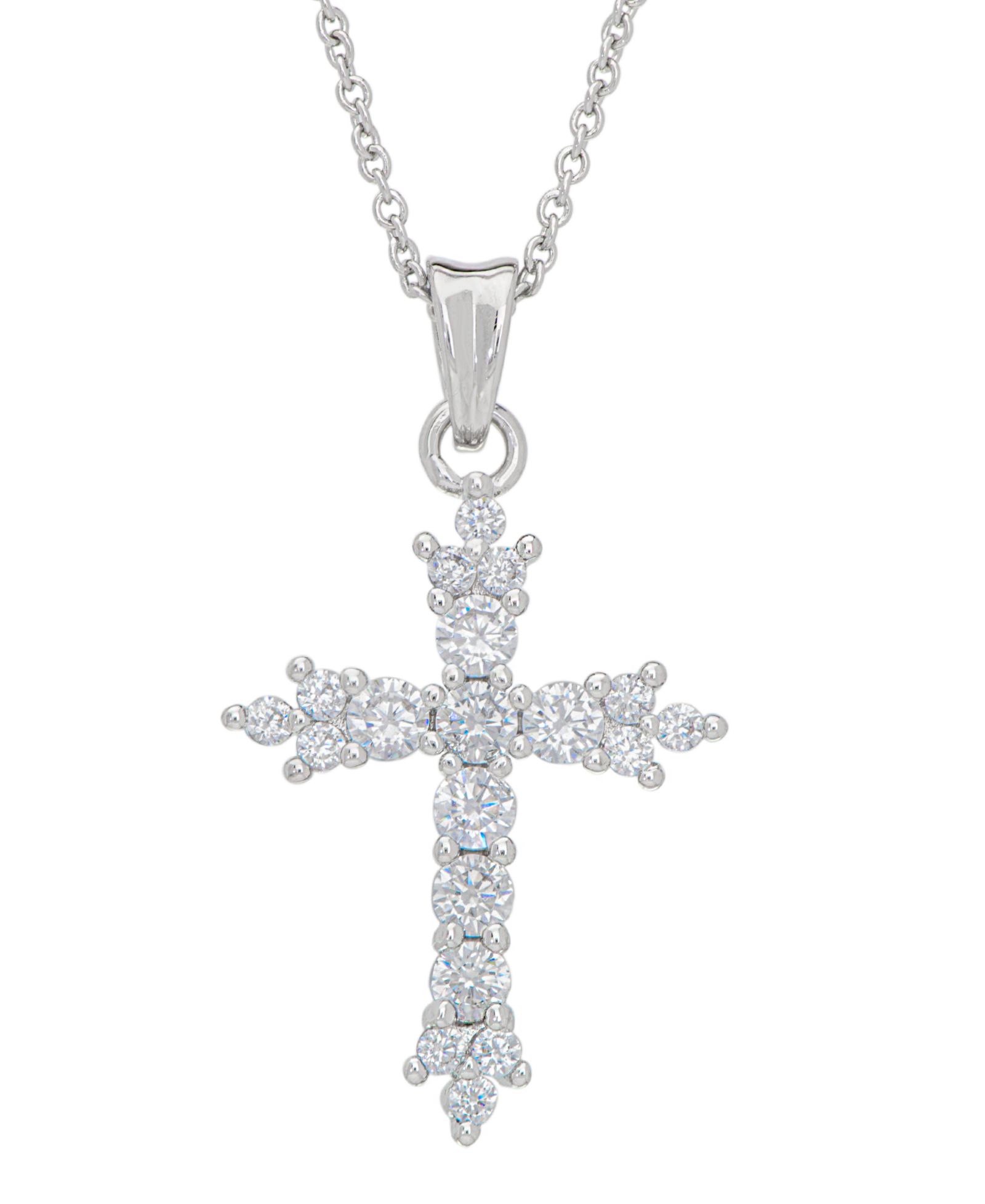Женская подвеска Macy's Fine Silver Plated Cubic Zirconia Cross Necklace