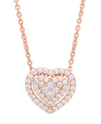 Женский кулон-подвеска Macy's Heart из золота 14k Rose Gold Plated с цирконием