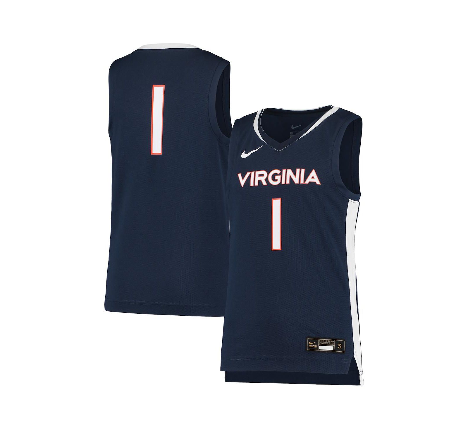 Детская баскетбольная джерси Nike #1 Navy Virginia Cavaliers Team Replica