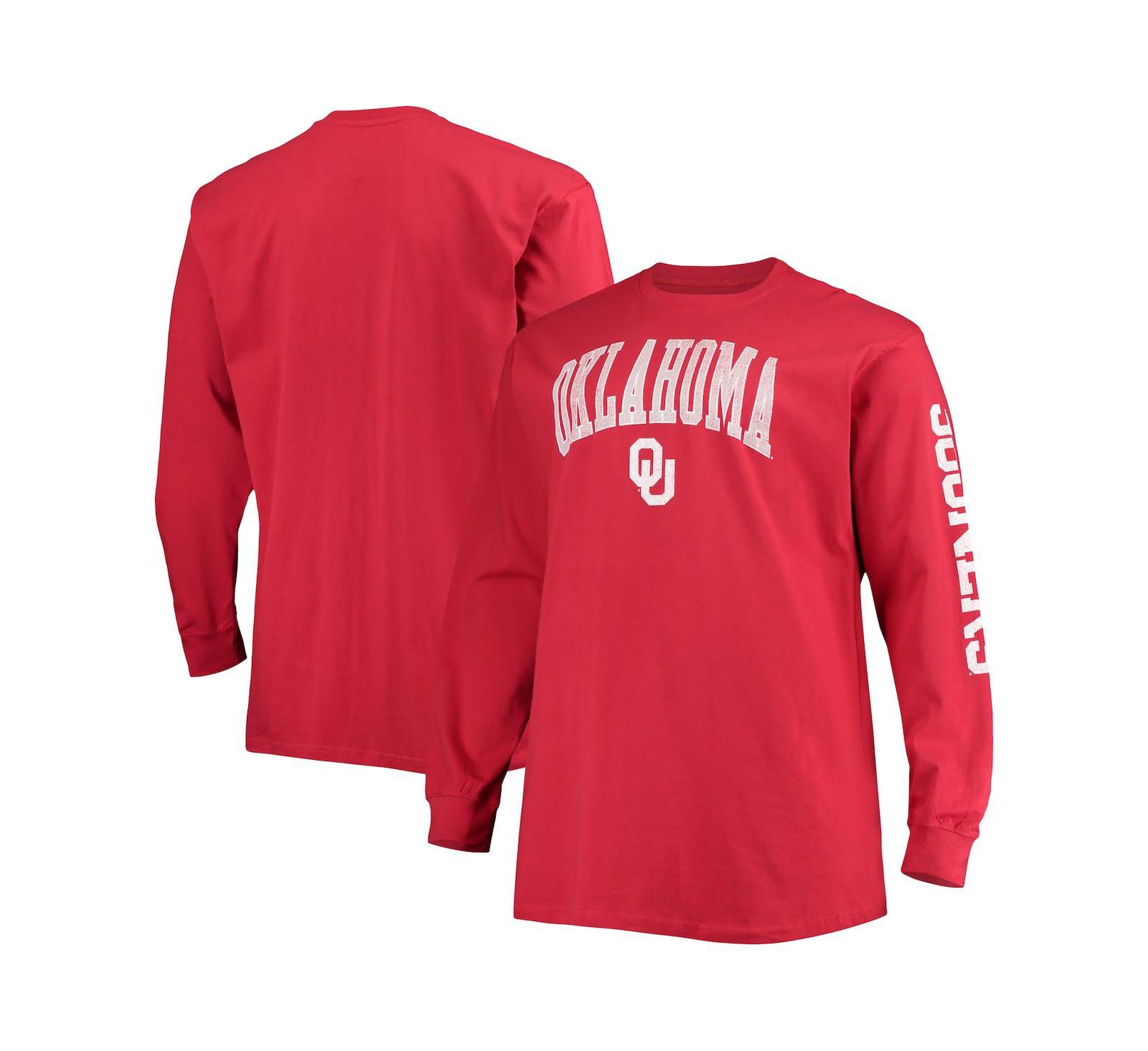 Men's Champion Crimson Oklahoma Sooners Big and Tall 2-Hit Long Sleeve T-shirt