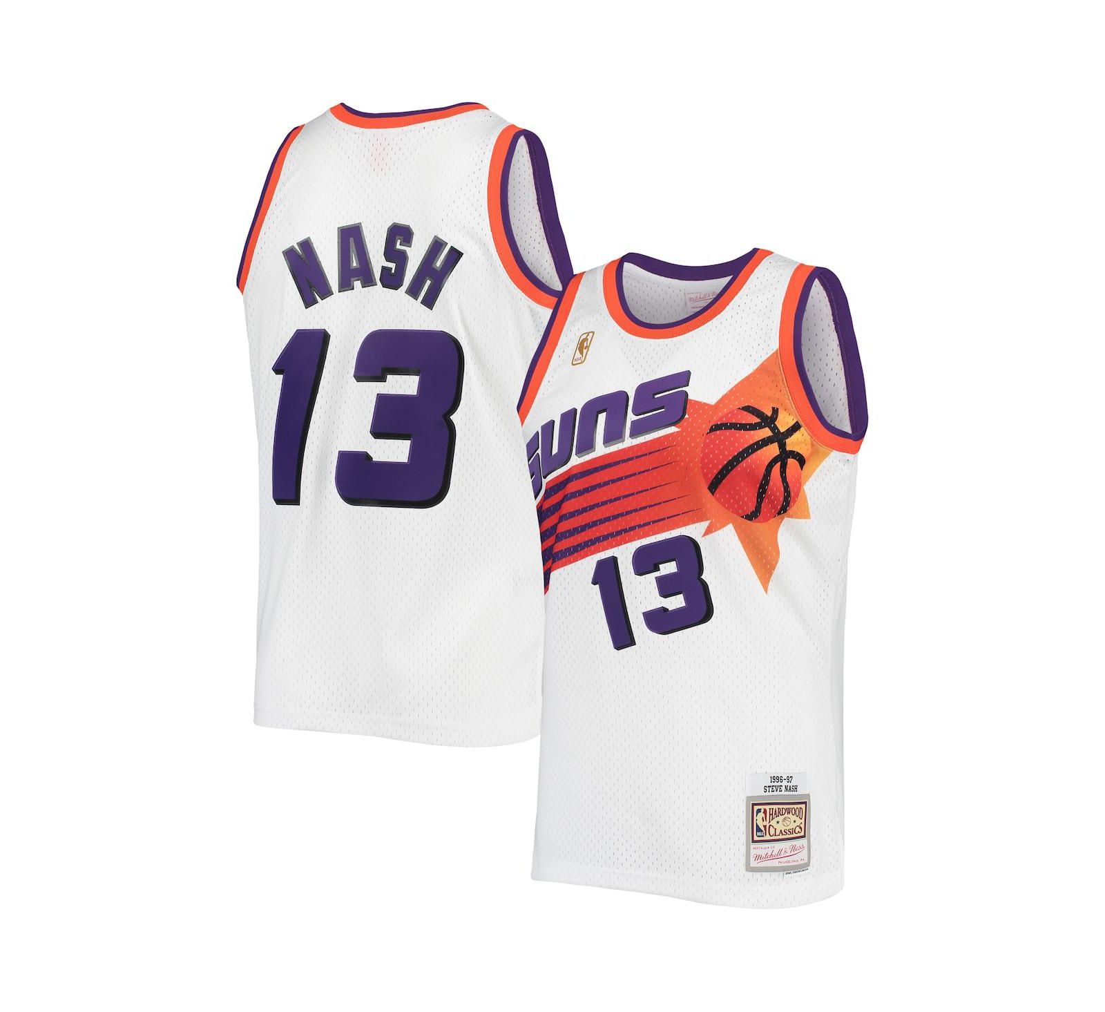 Джерси Mitchell & Ness Men's Steve Nash White Phoenix Suns 1996-1997 Authentic Hardwood Classics Swingman
