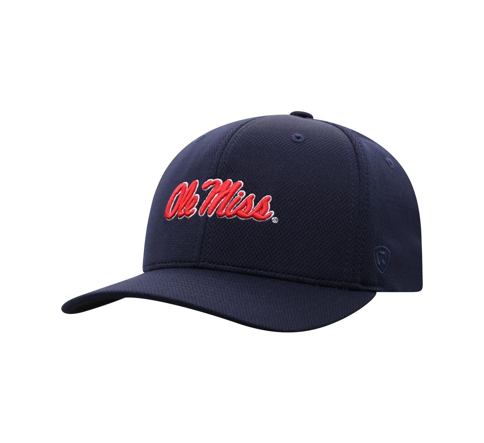 Мужская бейсболка Top of the World Navy Ole Miss Rebels Reflex Logo Flex Hat