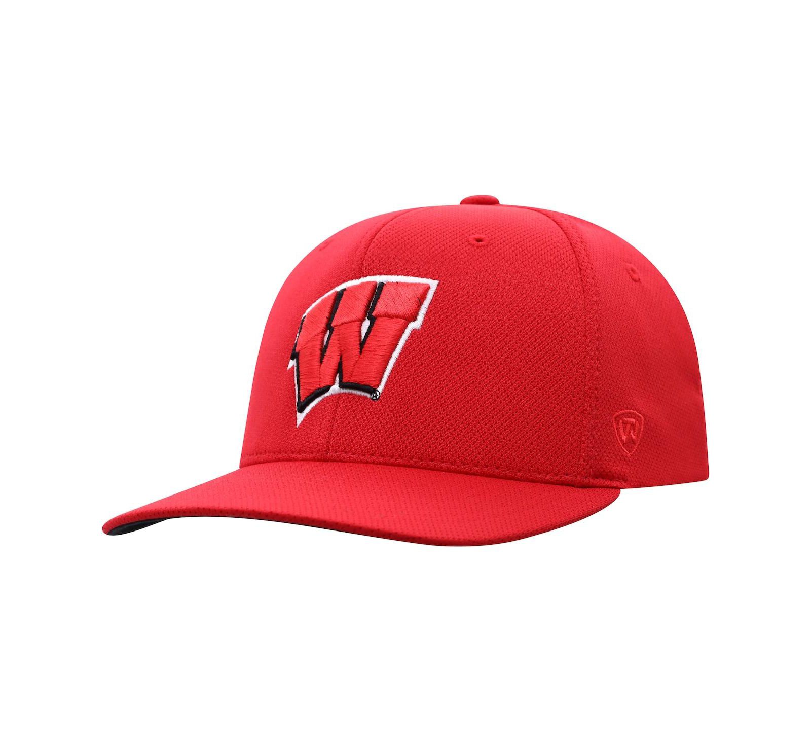 Мужская кепка Top of the World Red Wisconsin Badgers Reflex Logo Flex Hat