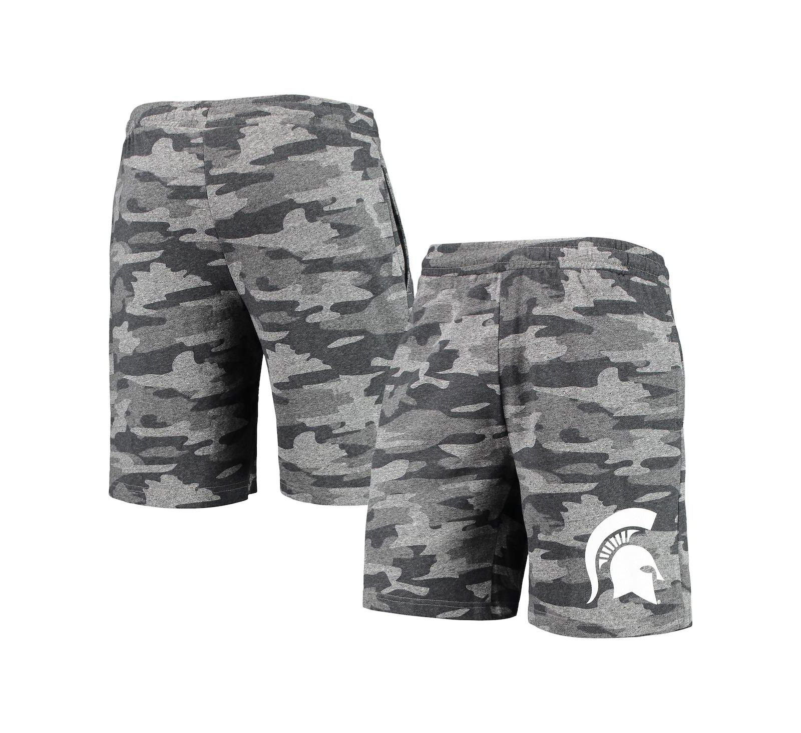 Men's Concepts Sport Charcoal, Gray Michigan State Spartans Camo Backup Terry Jam Lounge Shorts