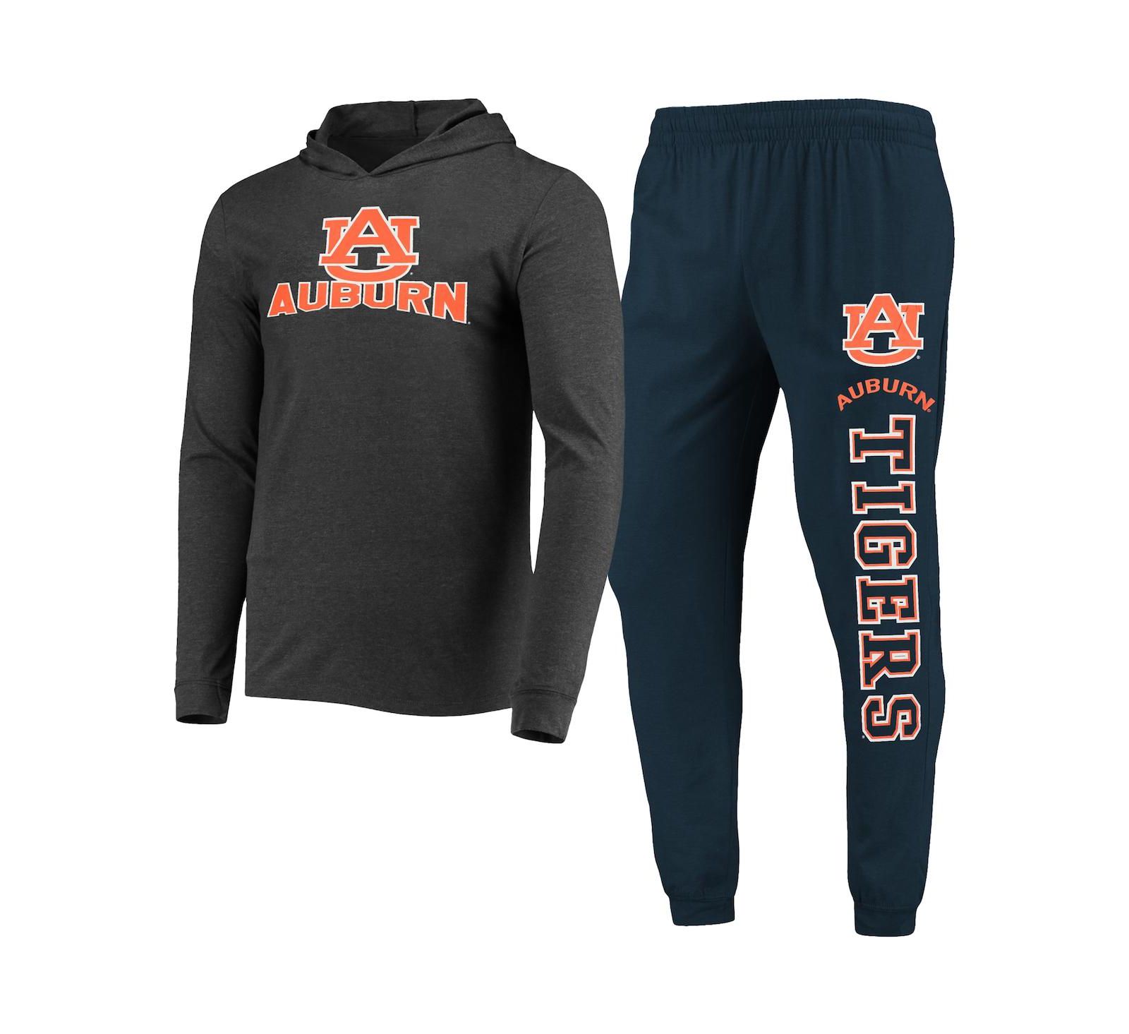 Men's Concepts Sport Navy, Charcoal Auburn Tigers Meter Long Sleeve Hoodie T-shirt and Jogger Pants Set