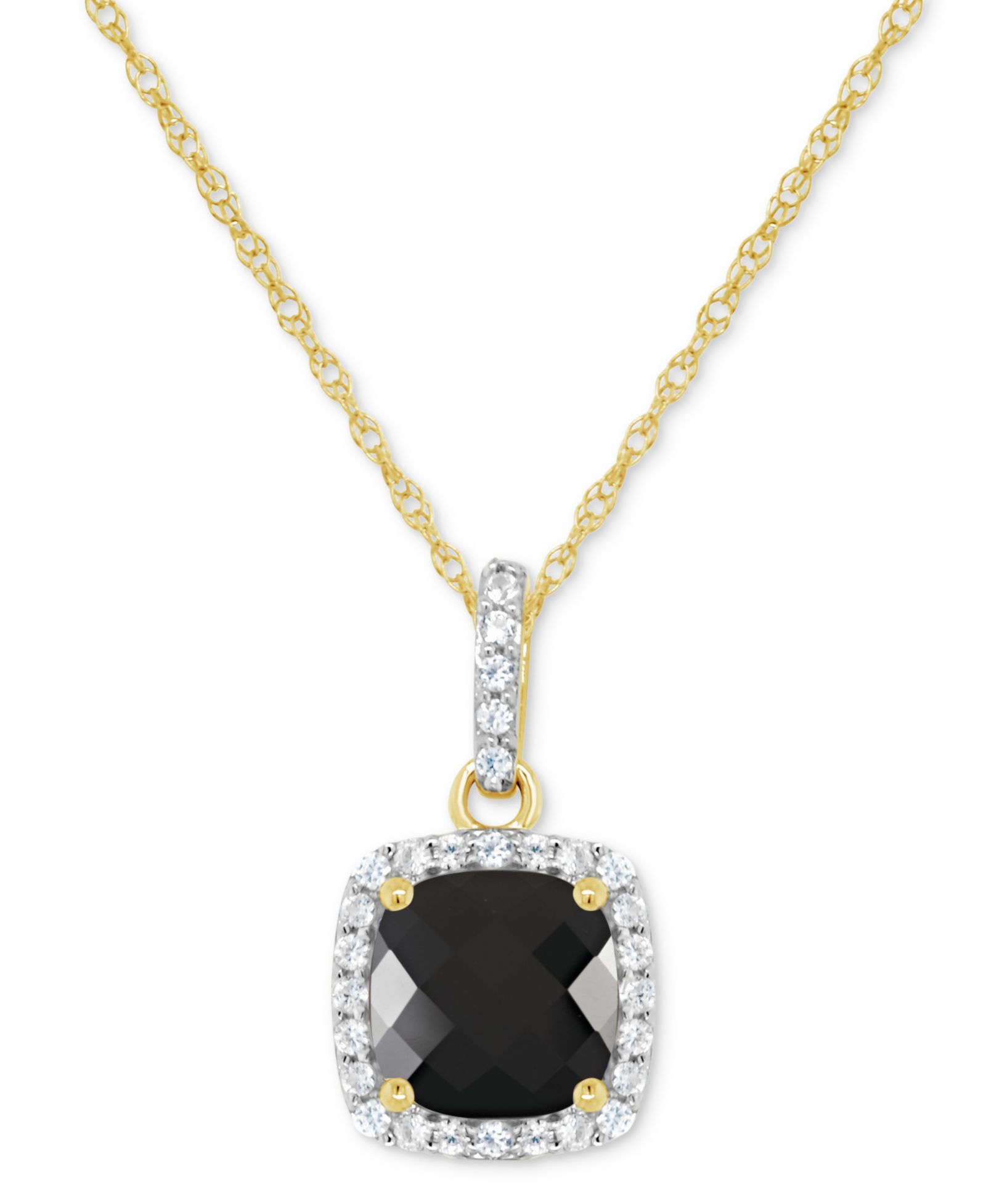 Подвеска-кулон Cultured Freshwater Pearl & Lab-Grown White Sapphire 1/6 ct. t.w. Halo 18" в 10k Gold