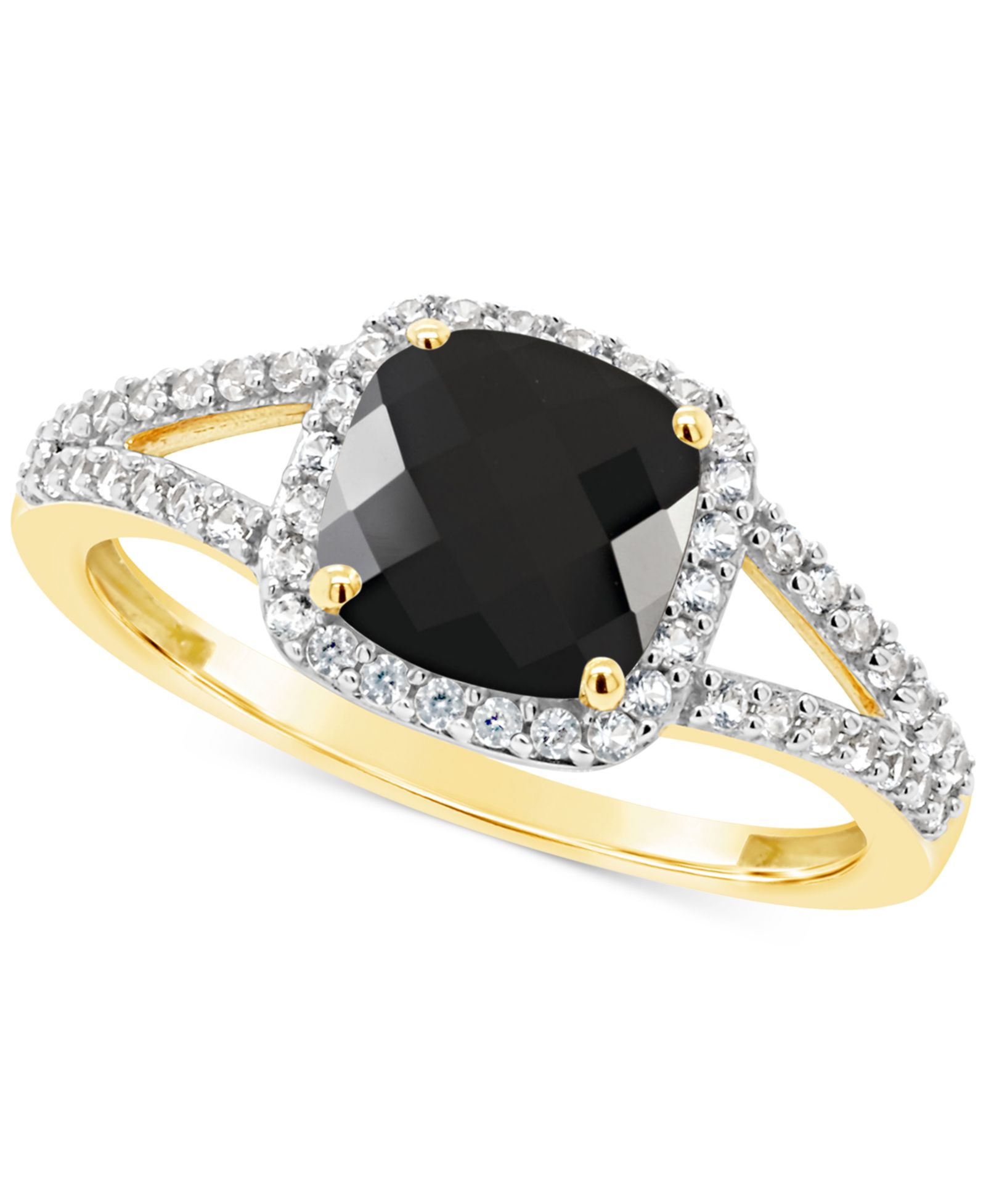 Cultured Freshwater Pearl & Lab-Grown White Sapphire (1/4 ct. t.w.) Halo Ring in 10k Gold (Also in Onyx)