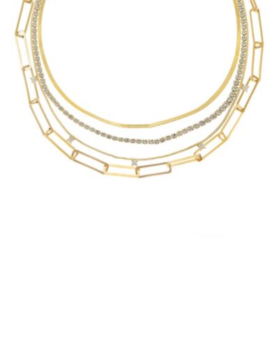 ETTIKA 18k Gold-Plated 3-Pc. Set Cubic Zirconia Mixed Link Necklaces