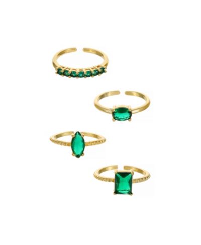 ETTIKA набор колец с кубическим цирконием, позолота 18k, 4 шт.