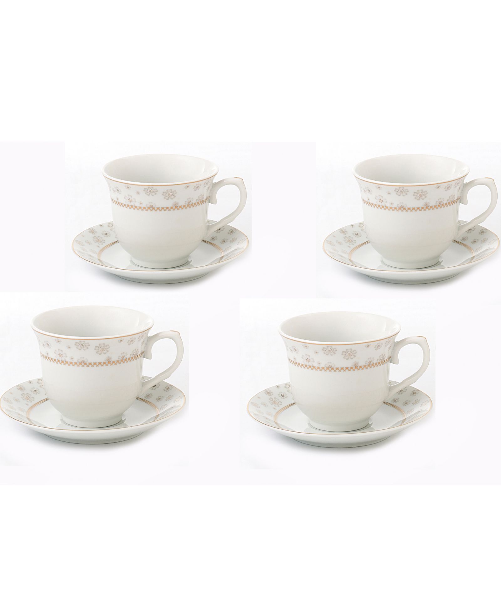 Набор чайных чашек и блюдец Lorren Home Trends Floral Teacup & Saucers 4-Pc. Service