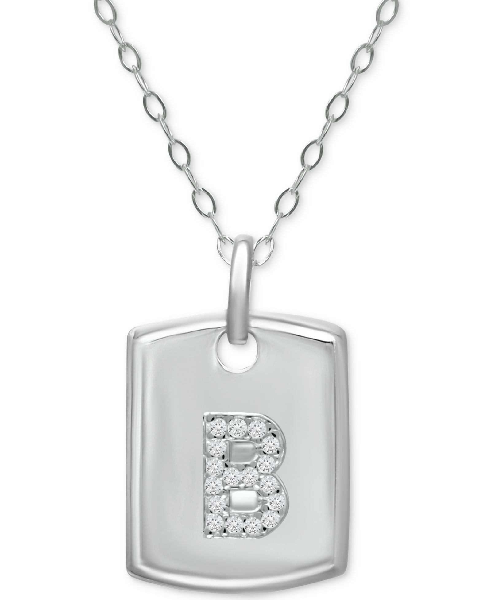 Подвеска Giani Bernini Cubic Zirconia Initial Dog Tag из стерлингового серебра, 16" + 2" extender