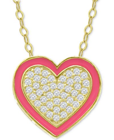 Giani Bernini Подвеска Heart Cubic Zirconia & Enamel, 16" + 2" extender