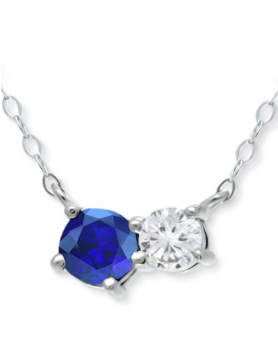 Ожерелье Giani Bernini Lab-Grown Blue Sapphire & Cubic Zirconia Collar 16" + 2" extender