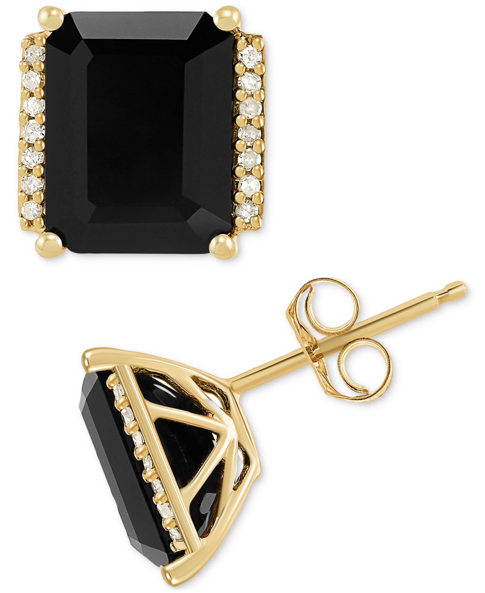 Onyx & Diamond Accent Stud Earrings in 14k Gold