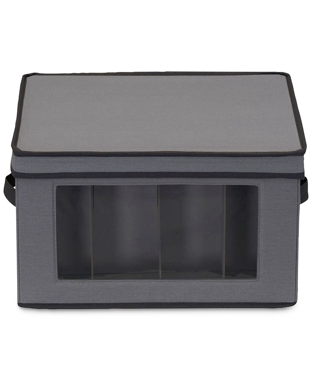 Household Essentials Balloon Wine Glass Storage Box, Windowed Panel and Handles