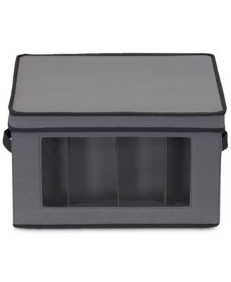 Household Essentials Balloon Wine Glass Storage Box, Windowed Panel and Handles