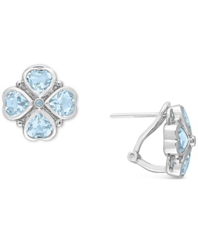 Серьги-гвоздики Blue Topaz Heart Flower из стерлингового серебра