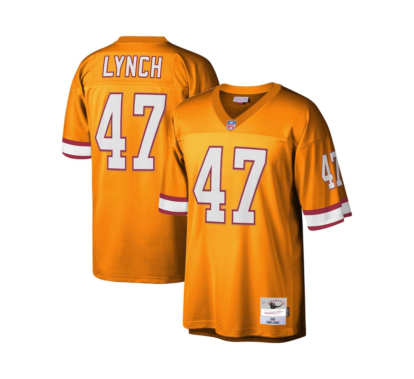 Men's Mitchell & Ness John Lynch Orange Tampa Bay Buccaneers Legacy Replica Jersey
