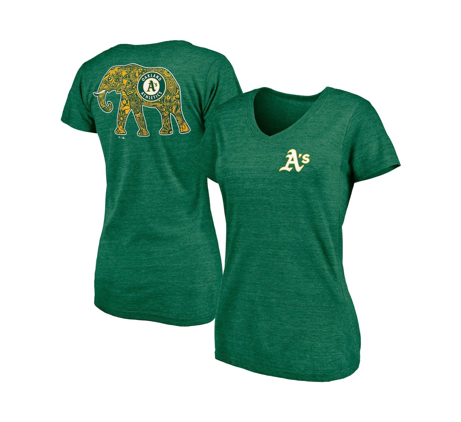 Fanatics Женская футболка V-neck Oakland Athletics Paisley, зеленая