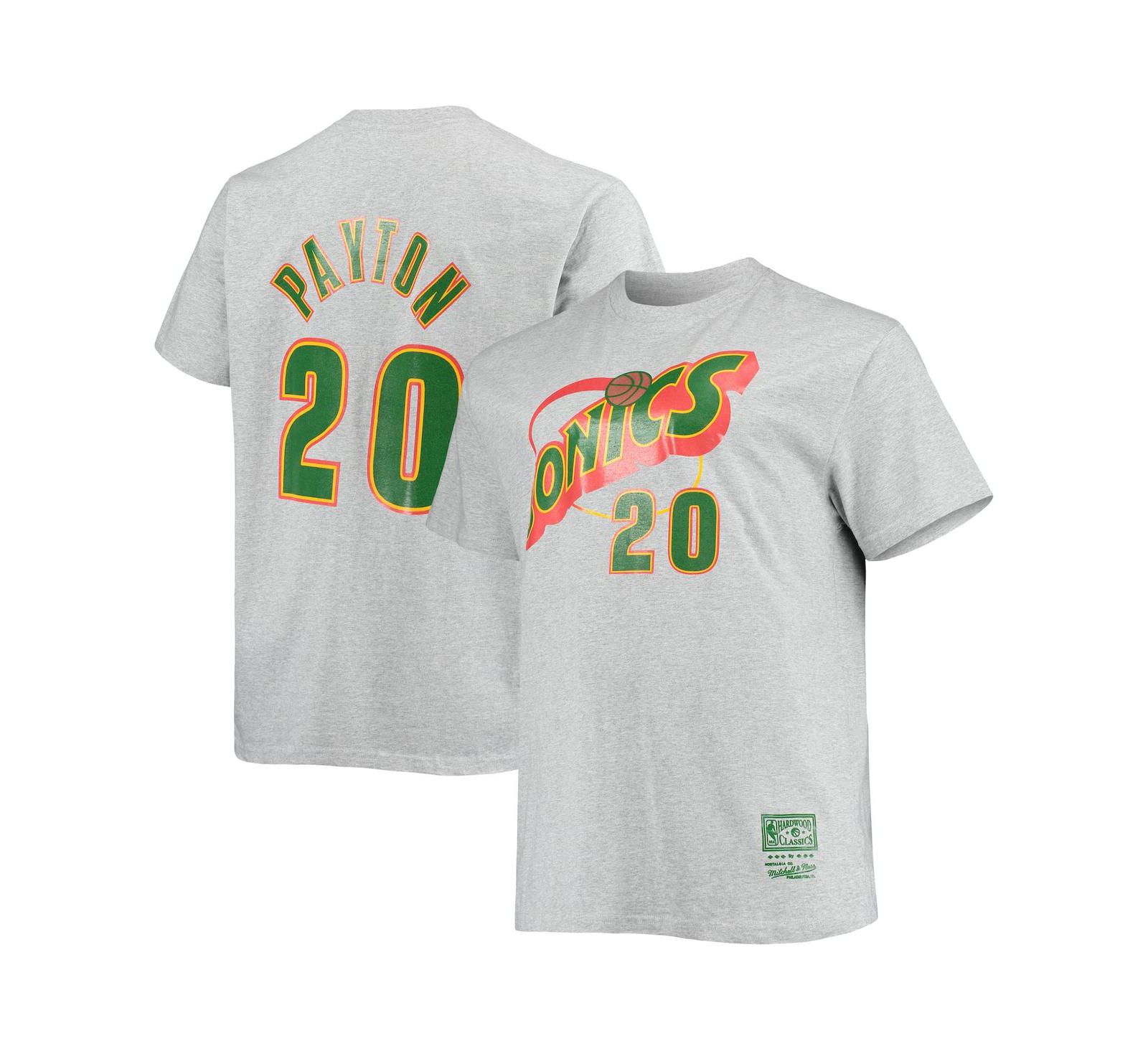 Мужская футболка Mitchell & Ness Gary Payton Heather Gray Seattle Supersonics Big and Tall Hardwood Classics