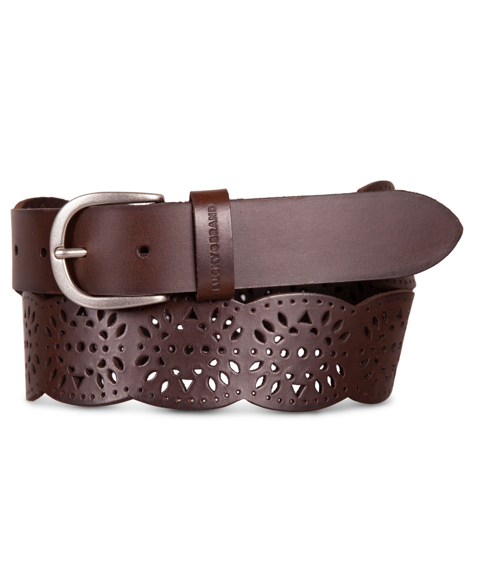Женский кожаный ремень Lucky Brand Perforated Scalloped Edge