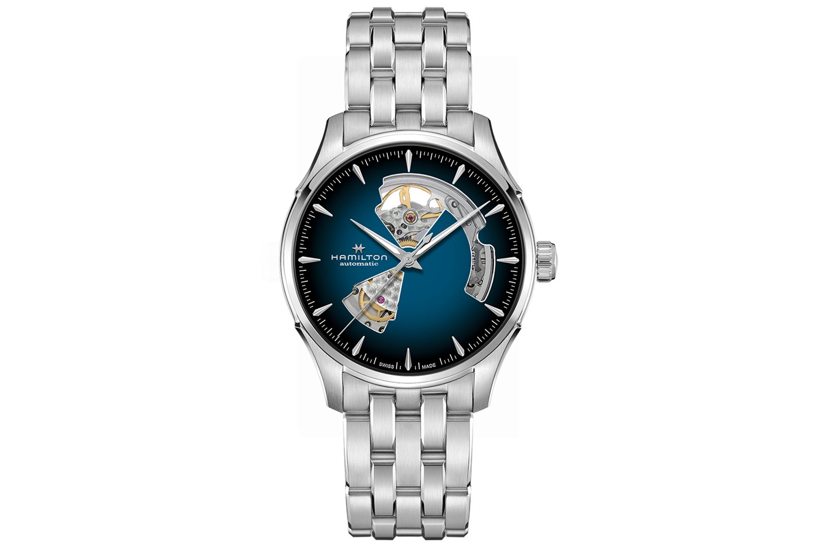 Мужские часы Hamilton Automatic Jazzmaster Open Heart Blue Stainless Steel Bracelet 40mm