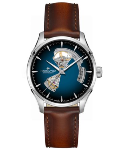 Hamilton мужские автоматические часы Jazzmaster Open Heart, стальной браслет, синий циферблат, 40mm