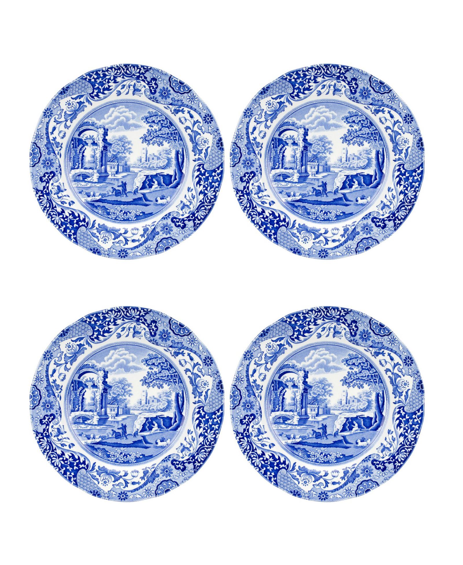 Spode Blue Italian Dinner Plates, Set of 4