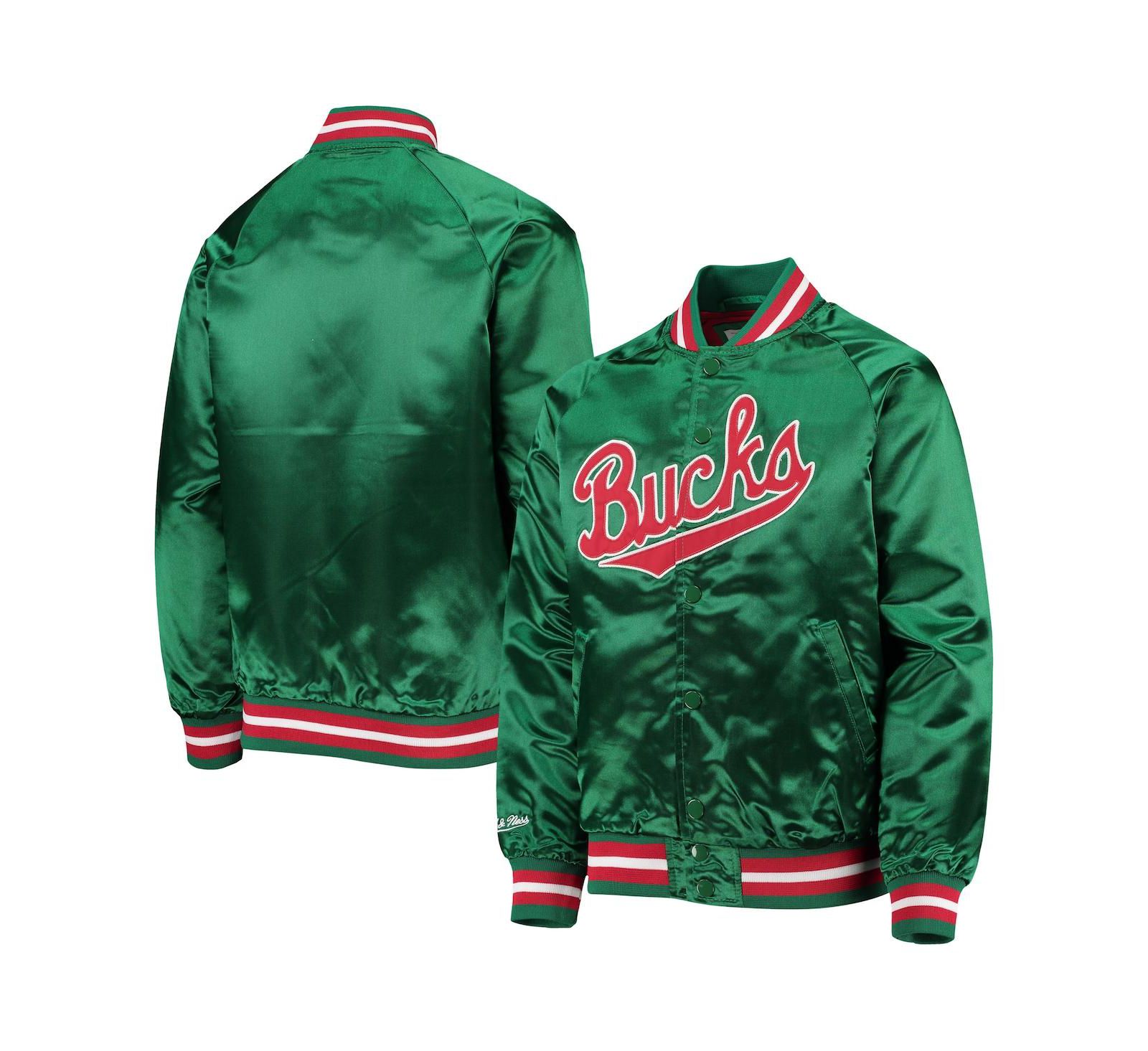 Детская атласная куртка Mitchell & Ness Milwaukee Bucks Hardwood Classics Raglan Full-Snap