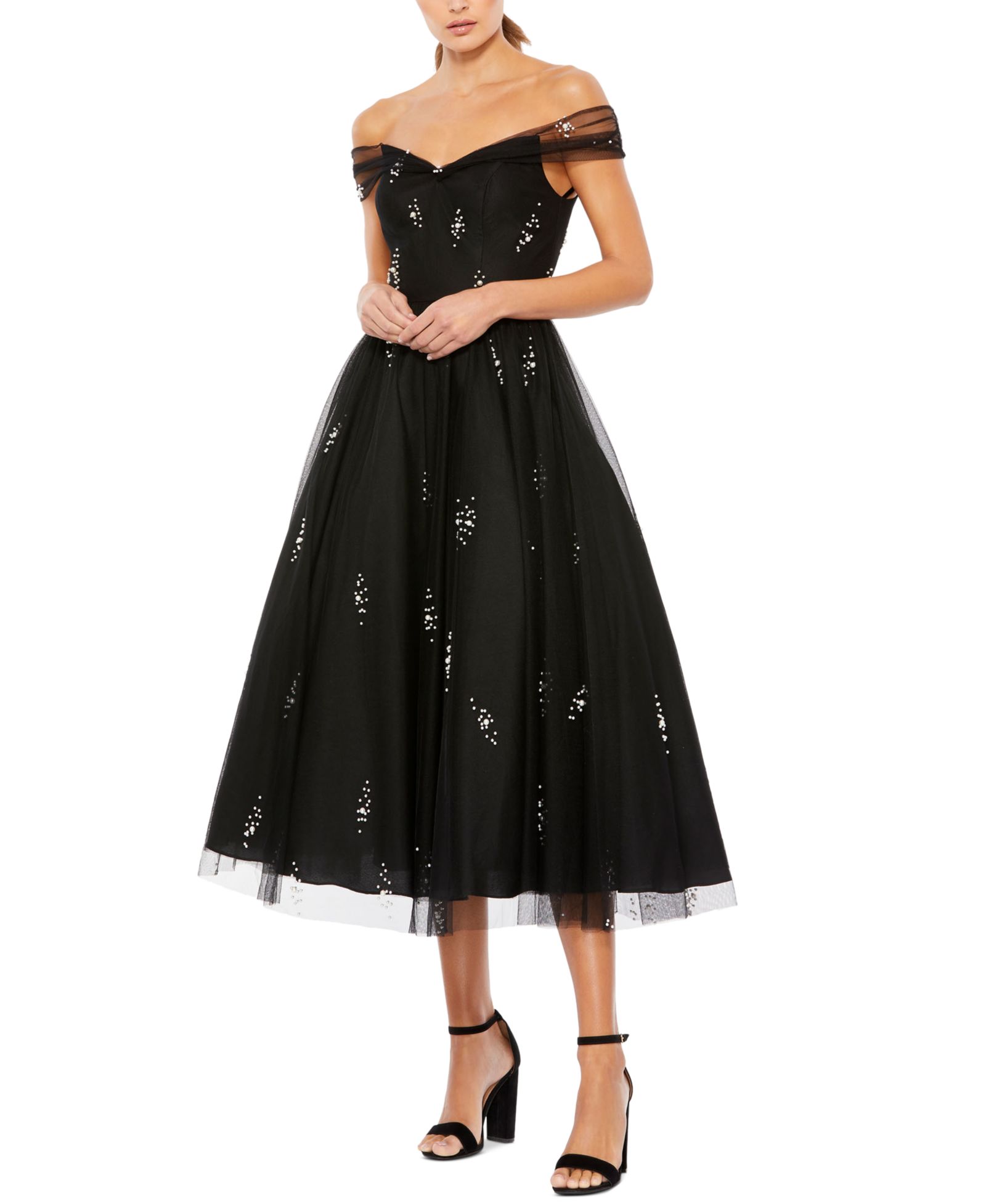 Mac Duggal Women's Ieena Off The Shoulder Embellished Tulle Cocktail Dress