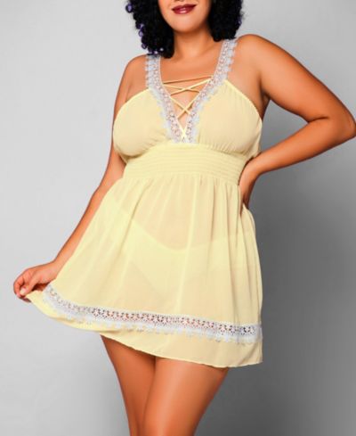 iCollection Женский комплект из шифона и кружева Plus Size