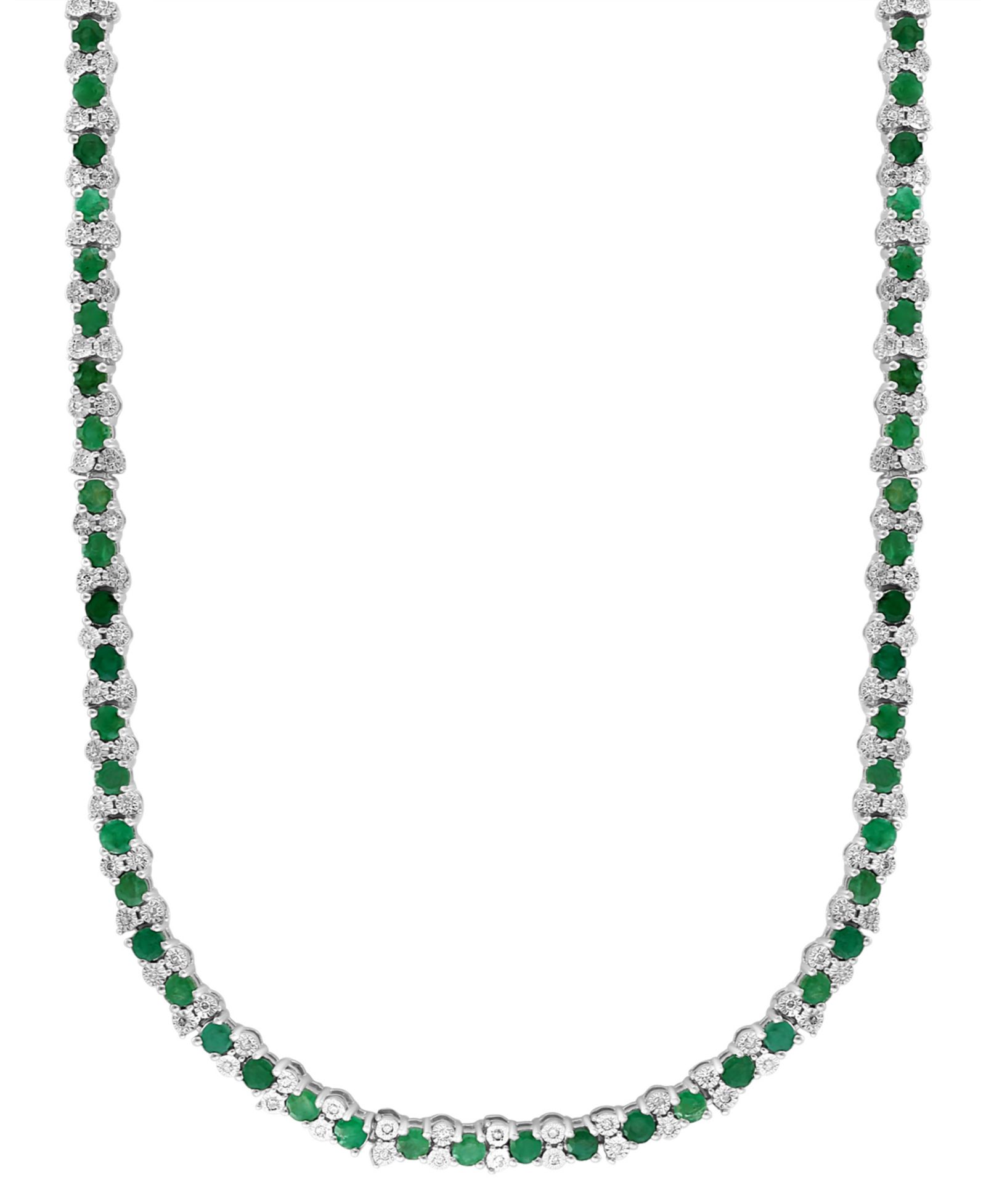 EFFY® ожерелье-воротник Emerald & Diamond 18" из стерлингового серебра