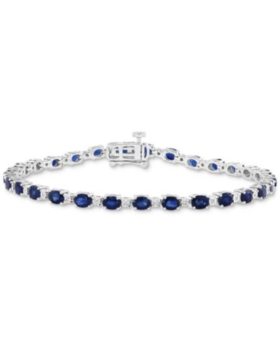 Браслет EFFY® Sapphire (6-7/8 ct. t.w.) & Diamond (1/20 ct. t.w.) Tennis в Sterling Silver
