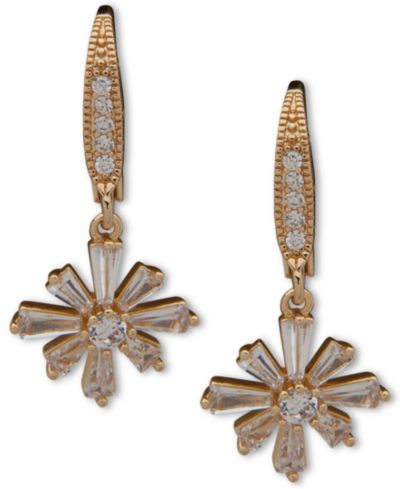 Anne Klein Золотистые серьги-подвески Starburst с CZ