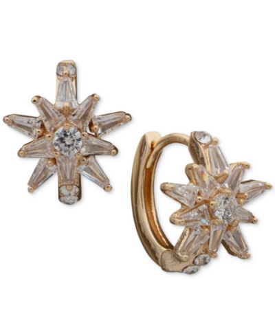Серьги-кольца Anne Klein Gold-Tone Small Cubic Zirconia Starburst, 0.51"