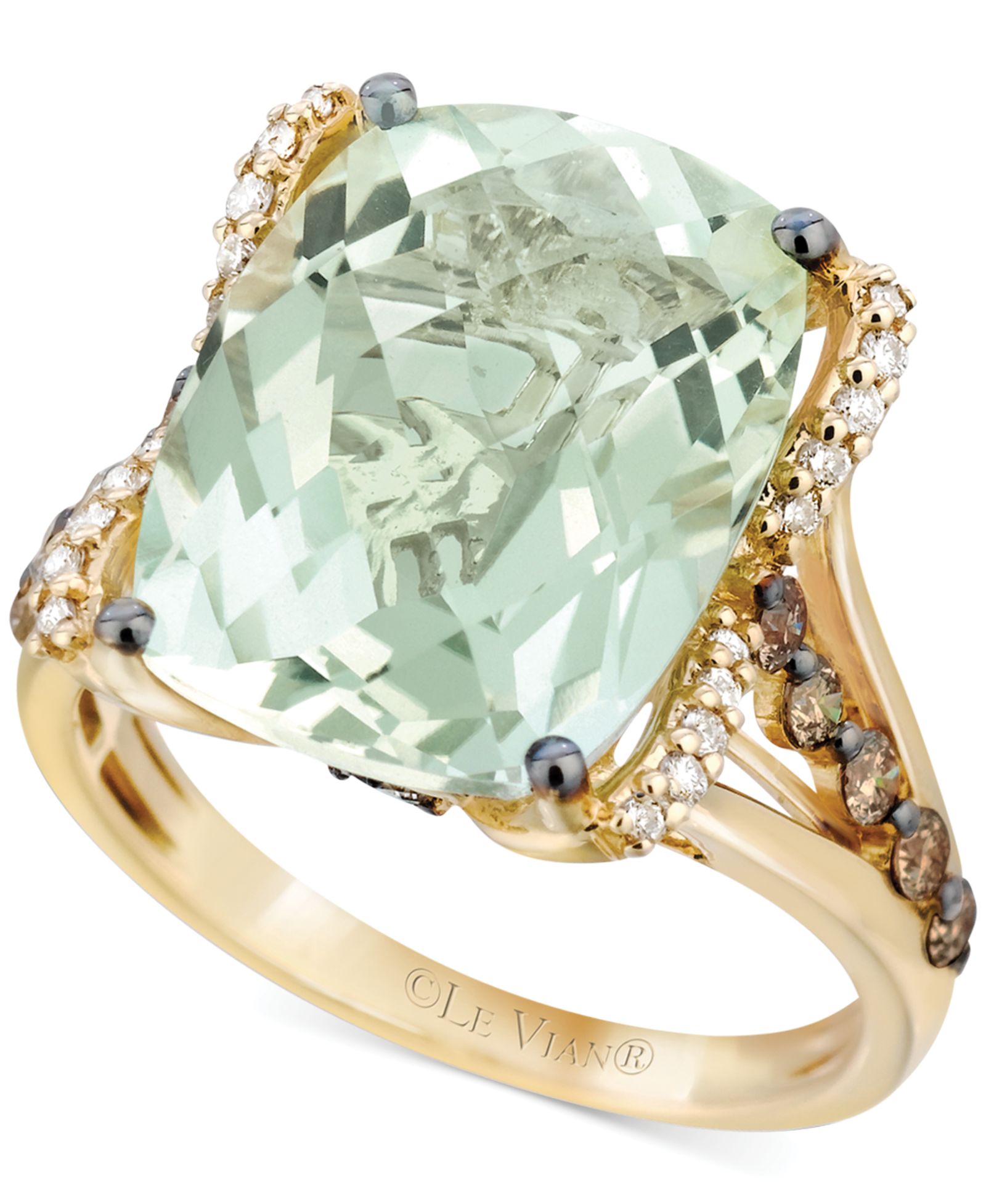 Кольцо Le Vian Mint Julep Quartz, White Diamond и Chocolate Diamond в 14k Gold