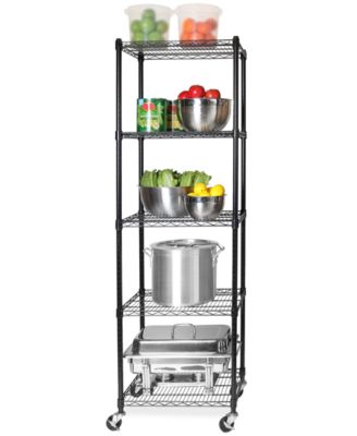 Seville Classics UltraDurable Commercial-Grade 5-Tier NSF-Certified Steel Wire Wheeled Shelving
