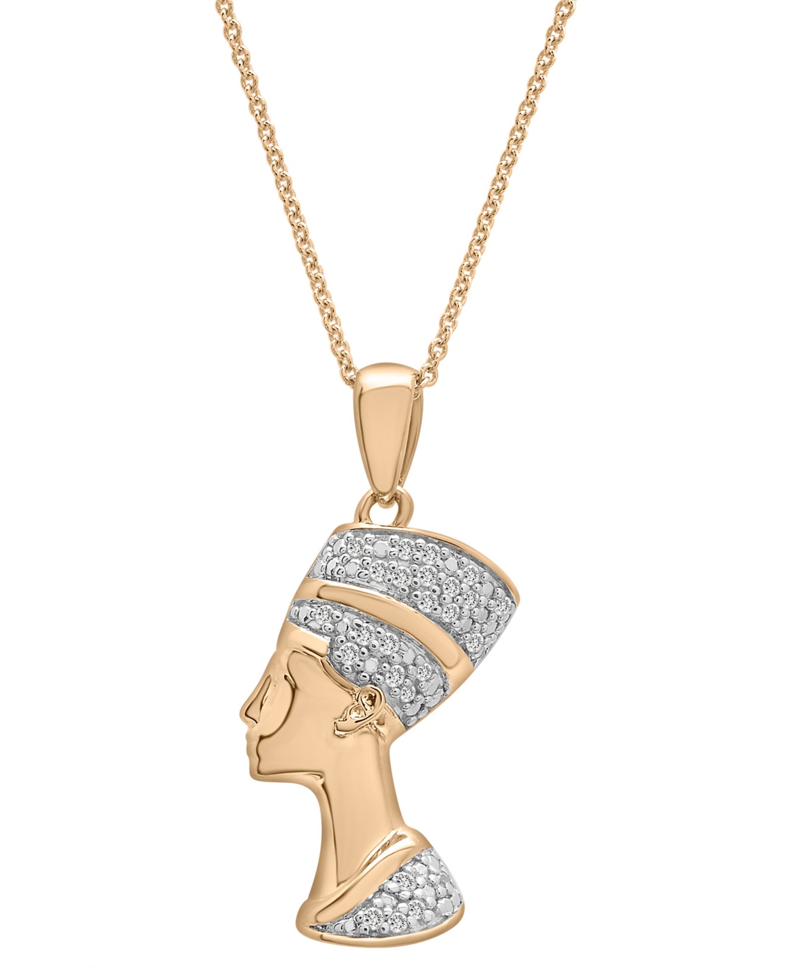 Кулон Wrapped™ Diamond Nefertiti 20" с бриллиантами (1/10 карата) на цепочке из серебра с позолотой 14 карат, эксклюзив Macy's