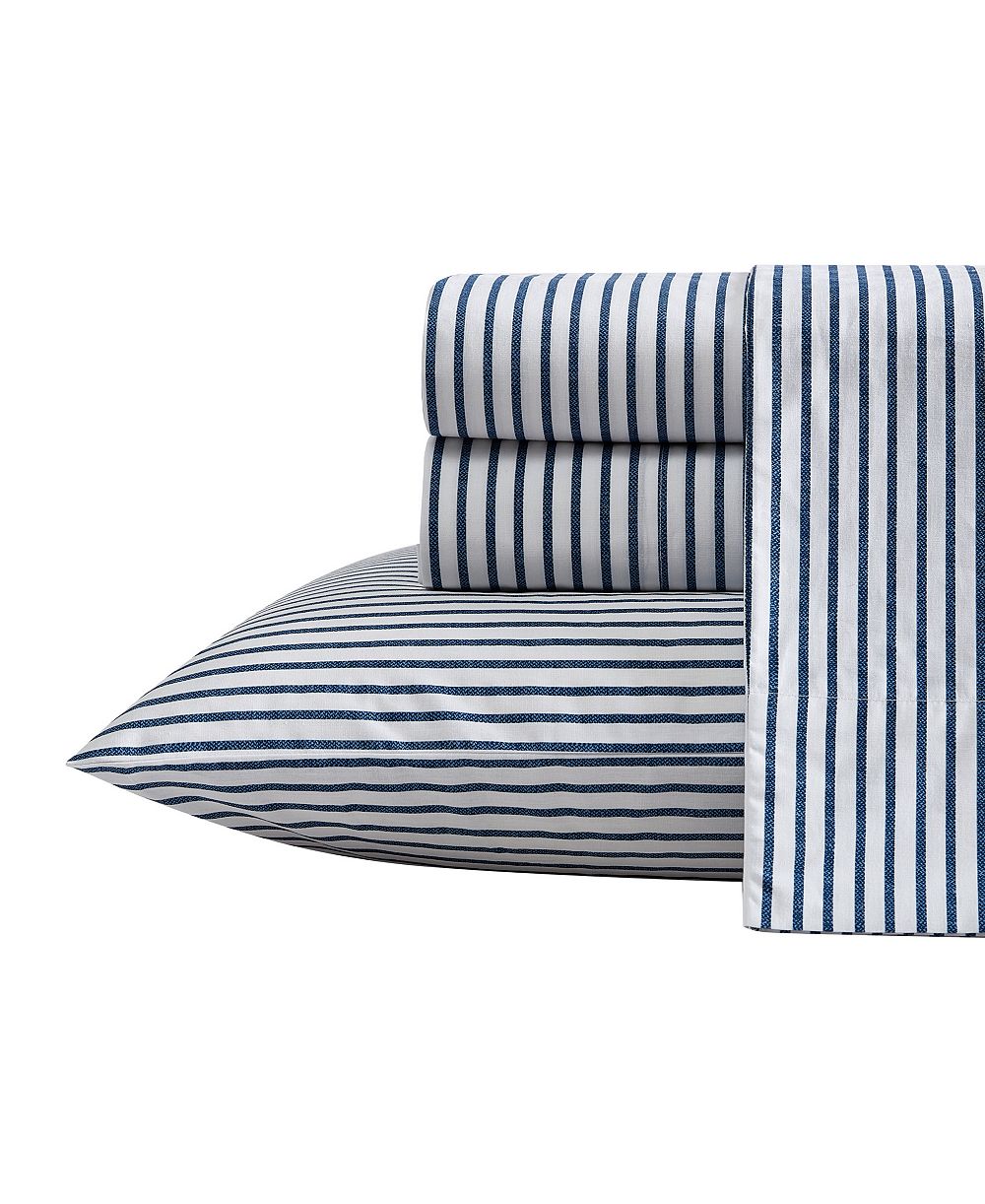 Nautica Harmead Cotton Percale 3-Piece Sheet Set, Twin
